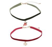 Didiseaon 2 pezzi Collana Choker Natalizia con Ciondoli Eleganti Tema Albero di Natale e Calza Girocollo Rosso e Verde Accessorio Moda per Feste e Uso Quotidiano