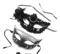 Didiseaon 2 Pezzi Maschera Mezza Faccia da Donna per Party Halloween | Plastica, Design Unico e Vestibilità Confortevole, Varietà di Modelli per Carnevale e Feste in Maschera