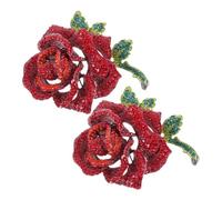 Didiseaon 2 pezzi Spilla Rosa con Cristalli Spille Fiore Eleganti per Abiti Cerimonia e Sera Spille Forma di Rosa Luminosi per Accessori Donna Regalo per Eventi e Uscite