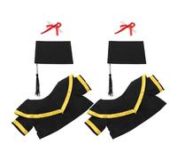 Didiseaon 2 Set Peluche Laureato 30cm con Tocco Giallo e Cappello Nero, Abito da Laurea Morbido con Pergamena, per Celebrazioni Classe 2027