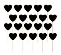 Didiseaon 20 Pezzi Mini Lavagne a Forma di Cuore in Legno Nero per Decorazioni da Giardino e Segnaposto Matrimonio, Etichette per Piante e Fiori Funzione di Scrittura e Decorazione