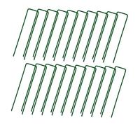 Didiseaon 20 pezzi Picchetti da Giardino U Forma di U Verde per Fissaggio Telo Pacciamatura Campeggio e Decorazioni Esterni Chiodi Resistenti per Prato e Cortile