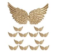 Didiseaon 20 Pezzi Toppa Adesiva per Tessuti a Forma di Piume D'angelo Oro, Decorazione Leggera e Creativa per Abbigliamento, per Feste e Performance Sul Palco