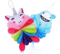 Didiseaon 2pezzi Spugne Da Bagno e Doccia Spugne Per Lavaggio Corpo Esfoliante Forma Unicorno e Squalo Carine Per Ragazzo Ragazza Cordino Per Appendere Rapida Asciugatura