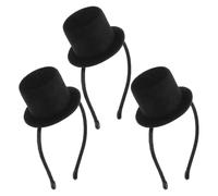 Didiseaon 3 Pezzi Cerchietto Vintage in Poliestere Nero Mini Cappello a Cilindro per Cosplay e Feste Anni 1920, Comodo da Indossare e Trasformazione Rapida