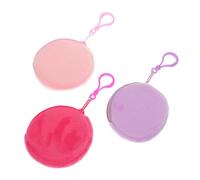 Didiseaon 3 pezzi Portamonete per mini borsellini tondi con chiusura a cerniera e gancio custodia piccola per monete chiavi ed auricolari colore rosa
