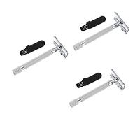 Didiseaon 3 Pz rasoio manuale rasoio per il viso per la testa da uomo a doppia faccia shaver face razor da barba facciale Il manico è in lega di alluminio bianca