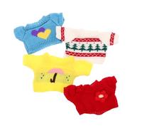 Didiseaon 4 Bear Doll Clothes Soft Washable Sweaters With Umbrella Christmas Tree Flower Heart Patterns DIY Crochet Outfit Accessories For Girl Plush Toys