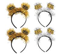 Didiseaon 4 pezzi Cerchietti Capelli Capodanno Oro Argento con Frange Glitterate Accessori Leggeri per Feste e Foto Ricordo Eventi Tema