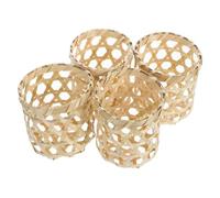 Didiseaon 4 Pezzi Copertura Decorativa Mini in bambù Intrecciato | Base Robusta Fai, Pezzo Artistico Beige, per Piante in Vaso su Scrivania e Spazi Piccoli