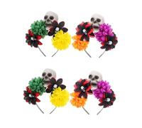 Didiseaon 4 Pz fascia con teschio rosa Accessori per di Halloween della morte cerchietti bambina il della fascia del fiore morto fascia per la testa di Halloween