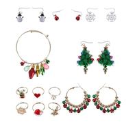 Didiseaon 5 Set Set Gioielli Natalizi Donna Orecchini, Anelli, Bracciali | Cinque Pezzi, Lega Leggera, Stile Raffinato, per Moglie e Amiche, Festa di Natale Stile Casuale