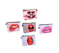 Didiseaon 5pezzi Pochette Cosmetiche Con Stampa Labbra Borse Organizer Per Trucco e Toeletta Per Viaggi e Uso Quotidiano