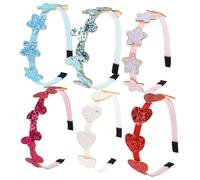 Didiseaon 6 Pezzi Cerchietti per Chioma Ragazze Paillettes Cuore Stelle Farfalla Fascia Elastica per Feste e Vacanze