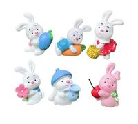 Didiseaon 6 pezzi Figurine Coniglio Resina per Decorazioni Pasquali Casa e Torte Adatte per Giardini in Miniatura e Accessori Decorativi