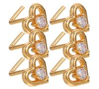 Didiseaon 6pezzi Anello Nasale Forma di Cuore in Metallo Cerchi per Piercing al Naso Elementi Luminosi Borchie per Piercing al Naso per Donne e Uomini Sei Stili Diversi Disponibili