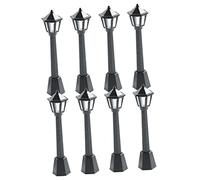 Didiseaon 8 Pezzi Mini Ornamenti Di Light Street Lampione Paesaggistico Mini Lanterne Mini Lampioni in Miniatura Esterne a Batteria Lampade Con Casa in Miniatura Nero Plastica