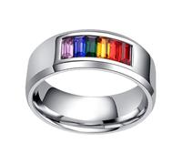 Didiseaon Anello Arcobaleno Acciaio Titanio Uomo Donna Gioiello Elegante Gay Pride Accessorio Chic Comunità Lgbt Uso Quotidiano