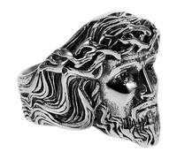 Didiseaon Anello da Dito Uomo in Acciaio Inossidabile Ritratto di Gesù Anello Vintage Maschile Decorativo Resistente per Uso Quotidiano