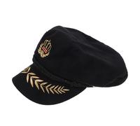 Didiseaon Berretto da Capitano Vintage Nero in Lana Leggera e Pratica Ricamo a Spighe, Cappello Decorativo per Feste a Tema e Party di Vela