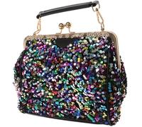 Didiseaon Borsa a Tracolla Paillettes da Donna, Singola, in Pu Nero | Stile alla Moda, Formato Portatile, Uso a Spalla, Dettaglio Lucido, Scelta per Uscite