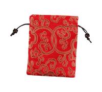 Didiseaon Borsa in Broccato Ricamata in Seta con Coulisse Sacchetto Tradizionale per Gioielli e Oggetti Elegante Porta Monete e Pouch Multifunzionale per Matrimoni e Feste Rosso