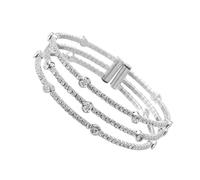 Didiseaon Bracciale da Donna Elastico Cristalli Argento in Lega Elegante alla Moda, Decorazione Gioiello per Compleanni e Pubblicità