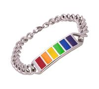 Didiseaon Braccialetto Arcobaleno in Acciaio Inox 316l Unisex, Bracciale Semplice Lgbtq per Uomo e Donna, Gioiello Colorato Resistente per Eventi e Regalo