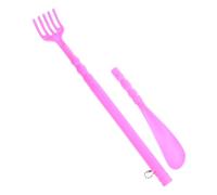 Didiseaon Calzascarpe Portatile Rosa Raschiatore Manuale Doppia Funzione per Schiena e Piedi Strumento Pratico per Massaggi e Togliere Scarpe senza Aiuto