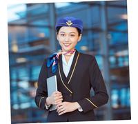 Didiseaon Cappello Air Hostess in Morbida Berretto da Stewardess Unisex per Cosplay Design Inglese con Stemmi Dorati per Feste e Halloween