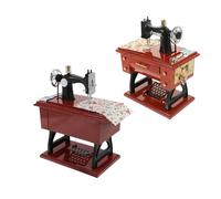 Didiseaon Carillon in Plastica Marrone Vintage a Forma di Macchina da Cucire Set 2 Pezzi, Decorazione da Scrivania Mini Atmosfera Melodica per Ufficio e Casa