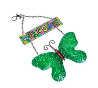 Didiseaon Cartello di Benvenuto in Lavorato Mano Decorazione da Parete Design Farfalle Targa da Giardino Resistente e Robusta