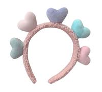 Didiseaon Cerchietto Con Cinque Cuori e Pompom Forma Elegante Per Donna Accessorio Di Capelli Motivo Cuore Ornamento Adorabile Per Copricapo Di Bambina (colore Rosa)