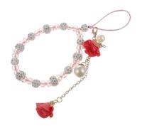 Didiseaon Ciondolo per Telefono Cristallo Rosa Decorativo, Laccio da Polso Antiscivolo Elegante per Smartphone e Porta Documenti Zero, Accessorio Pratico per Ragazze e Mamme