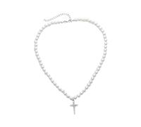 Didiseaon Collana Ciondolo Croce Da Donna Con Pietre Brillanti e Perle Catena Per Clavicola Adatta Tutte Le Occasioni Speciali