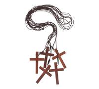 Didiseaon Collana Ciondolo in Legno Naturale a Forma di Croce, Set da 5 Pezzi Unisex, Gioielli Cristiani Simbolo di Fede per Preghiera e Uso Quotidiano