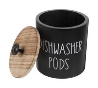 Didiseaon Contenitore per Pastiglie per Bucato e Capsule per Lavastoviglie in Legno con Coperchio Ermetico, Porta Capsule Rotondo Decorativo per Cucina e Lavanderia, Organizer Stile Casuale