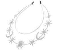 Didiseaon Copricapo a Stella Per Donna Impero Fascia Lunare Aloni Copricapo Lunare Sposa Costume Copricapo Stella e Fasce Per Le Donne Corone Per Le Donne Metallo Silver