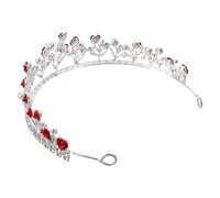 Didiseaon Corona per Chioma da Sposa Rossa Rose Barocche e Strass, Cerchietto da Principessa Regolabile, Copricapo Elegante per Matrimonio e Feste