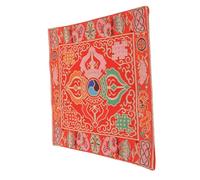 Didiseaon Cuscino Antiscivolo Doppio per Ciotola Sonora Buddhista Tappetino Religioso con Ricamo Tradizionale Supporto Stabile per Meditazione e Pratiche Buddiste Accessorio Resistente e