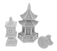 Didiseaon Decorazione da Giardino Pagoda in Polvere di Pietra 3 Pezzi Ornamenti Unici per Balcone e Giardino per Bonsai e Piccoli Spazi