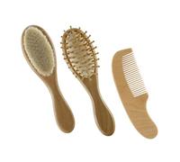 Didiseaon e Pettine per Ragazzo Ragazza in Legno con Setole Naturali Massaggio per Capelluto Sensibile Shower e Pulizia Quotidiana per Bebè
