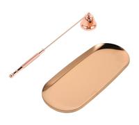 Didiseaon Estintore e Stoppini per Candele in Acciaio Inossidabile con Manico Lungo Spegnicandele Antifumo con Campana Rosa Oro e Vassoio Kit Cura Candele Sicuro ed Efficiente