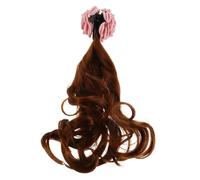 Didiseaon Extension per Capelli con Fiori Finti e Clip per Coda di Cavallo Parrucca Riccia Marrone per Donne per Cosplay Feste e Uso Quotidiano