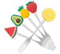 Didiseaon Forchettine da Frutta Design Cartoon Elegante e Robusto in Acciaio Inossidabile e Pvc Set 5 per Dessert e Polpette a Casa in Hotel