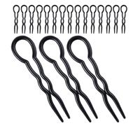Didiseaon Forcine per Chioma Donna U Forma 30 Pezzi in Plastico Nero, Design Confortevole ed Elegante per Chignon Raffinati e Uso Quotidiano