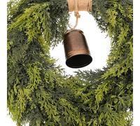 Didiseaon Ghirlanda Natalizia a Forma di Cuore con Campanella Decorazione Riutilizzabile in Legno Artificiale per Porta Focolare Parete e Portico Decorazione Festiva per Interni ed