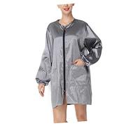 Didiseaon Grembiule da Lavoro per Parrucchiere Tasca e Cerniera Adatto per Salone Cucina Bar Hotel Collo Rotondo Manica Lunga