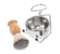 Didiseaon Impostato set di pennelli da barba vaschetta portaspazzole in acciaio inox ciotola di schiuma kit da barba con supporto kit pennelli da barba per uomo Acciaio inossidabile