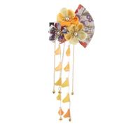 Didiseaon Japanese Floral Hairpin Handmade With Tassels Traditional Kimono Style Hair Accessory For Women Elegant Japanese Fan-shaped Hair Clip For Festivals And Parties